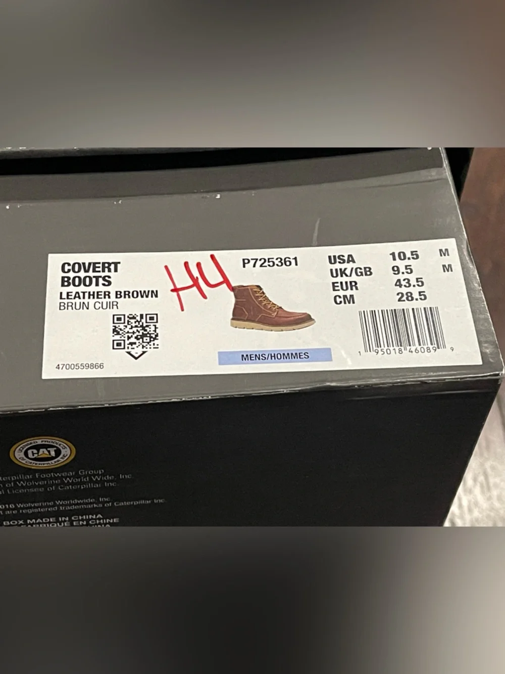 CAT Men Covert Boots Leather Brown Size 10.5  NEW $140